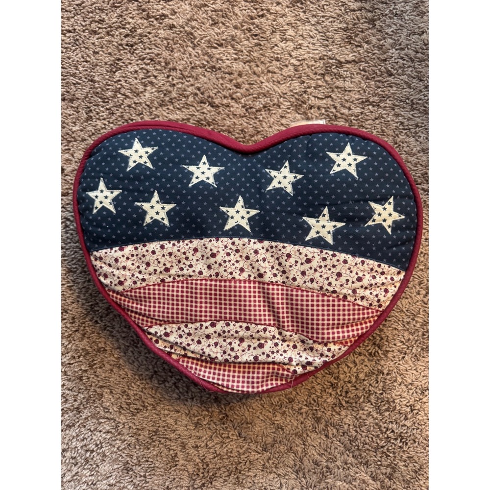 Sonoma Americana Heart Pillow‎ Patriotic Stars Stripes Farmhouse Décor